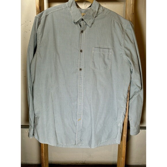 Life Khaki Mens Size Large Button Up Long Sleeve Check Blue dress casual - Picture 1 of 6